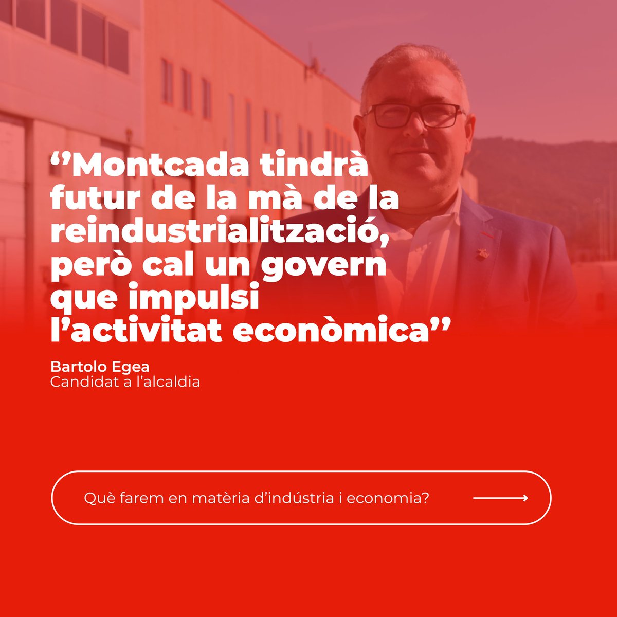 PSCMontcada's tweet photo. 🏭🚚 REINDUSTRIALITZACIÓ
Volem impulsar la reindustrializació del municipi modernitzant les zones industrials i impulsant l'activitat econòmica.
#TransformemMontcada https://t.co/cFI4frKS7M