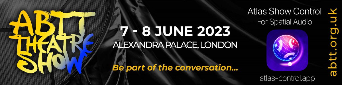 Join us on the 7th-8th June where we’ll be launching atlas-control.app to the world <a href="/abtttheatreshow/">ABTT Theatre Show</a> It’s time to make sound control easier!

@dbaudiotechnik @ASDesigners  

#abttshow #sounddesign #withoutstrings