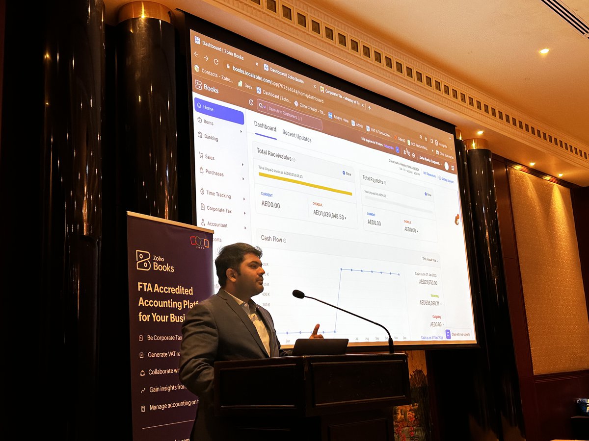 ZohoBooks's tweet image. UAE&apos;s #corporatetax landscape calls for increased awareness!
We are thrilled by the overwhelming response from our exceptional #partnercommunity in #Dubai at the Zoho Books Corporate Tax Partner Meetup last night. 

The room was filled with happy faces &amp;amp; insightful discussions😊
