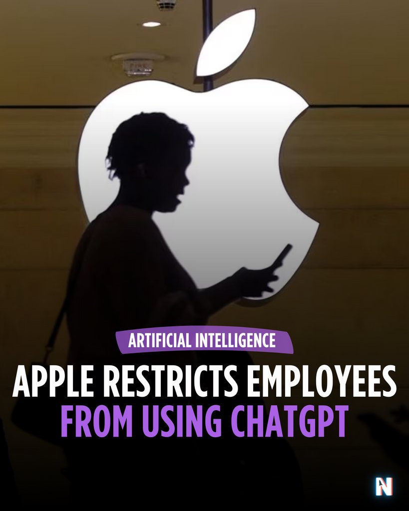 Apple has halted the use of external AI tools like ChatGPT within the company, citing data leakage concerns. The move follows a similar trend with corporations like Samsung, JPMorgan, and Bank of America. @apple

Read more 👉️l.nexbites.com/TL7fpM