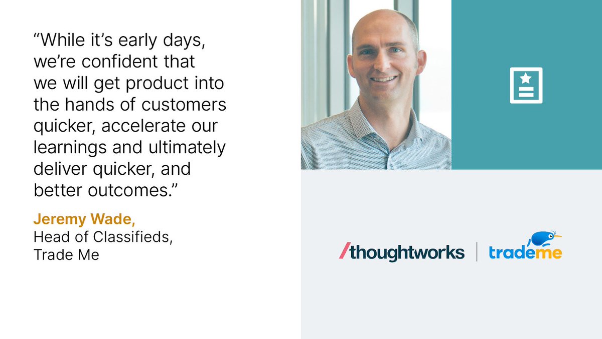 Love a kiwi success story! Trade Me, NZ’s most trusted online marketplace (cars, homes, jobs +), partnered with <a href="/thoughtworks/">Thoughtworks</a> to reinvigorate product delivery and put customers at the heart of everything they do. Full story: thght.works/3WtuJaG #ExtraordinaryImpact #chur 🥝