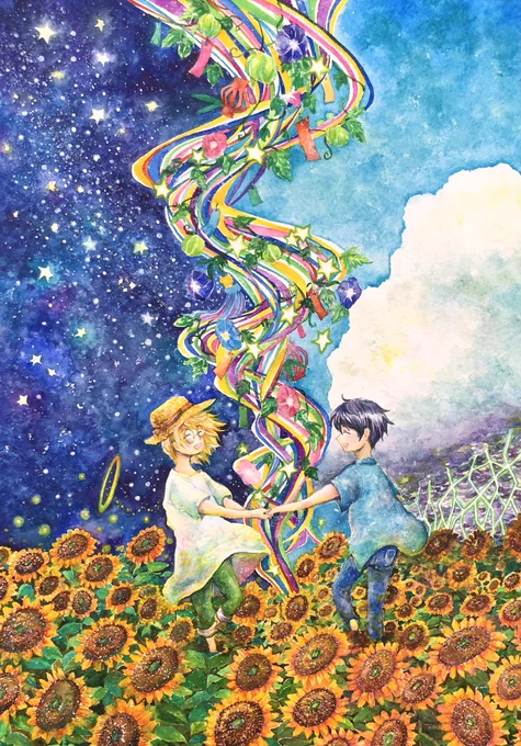 #1日でフォロワー何人増えるかチャレンジ 現在過去絵の紹介も兼ねて… 一枚絵はアナログで描くのが大好き いつも見てくださる方も感謝です