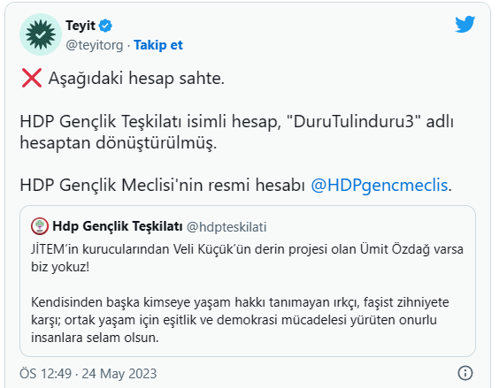 mkhabertv's tweet photo. 🔴Özdağ'ın Kılıçdaroğlu'na desteğini açıklamasının ardından troll hesaplar harekete geçti.
🔴HDP'nin adını kullanarak paylaşımda bulunan hesabın sahte olduğunu ortaya çıktı.
#Özdağ #DolarTL #Soylu #Göçmenistan #Afgan #Süleyman #Enginyurt https://t.co/ay8AVebT6I