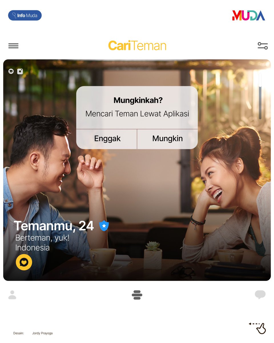 Dulu, aplikasi kencan digunakan untuk mencari jodoh. Kini, banyak orang yang menggunakannya untuk sekadar mencari teman. Walaupun aplikasi ini memiliki manfaat, tapi rawan risiko kejahatan siber, lo. Lalu, apa yang harus kita lakukan saat menggunakannya? Cek di sini. #InfoMuda