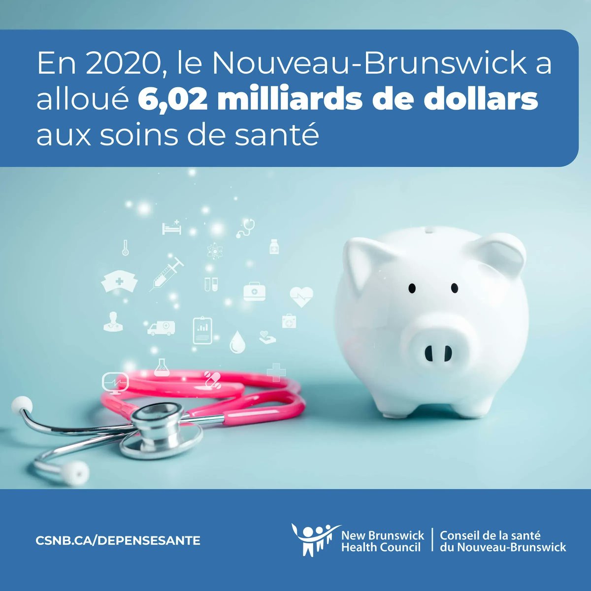 ConseilsanteNB's tweet photo. En 2020, le Nouveau-Brunswick a consacré 6,02 milliards de dollars aux soins de santé.
Vous voulez savoir comment cet argent a été dépensé ? Consultez la page web https://t.co/21RJNRv1JT publiée par le CSNB pour plus d'informations.
#SantéNB , #DépensesdeSanté, #CSNB https://t.co/7yjOADkFRe