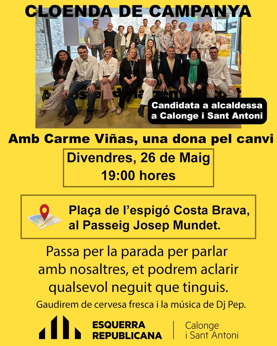 erc_cisa's tweet photo. Cloenda campanya
Vota Esquerra Republicana de Calonge i Sant Antoni #eleccions23 https://t.co/Tngo2Mk9FB