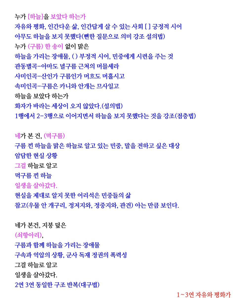 To. 문학 공부할때마다 네이버에 일일이 치는 깅들

2년전부터 애용해오던 문학 작품 분석 모아놓은 블로그☆
이미 알고있던 사람들도 많을듯
수특 작품이나 교과서 작품 거의 수록되어있음
blog.naver.com/9594jh/2211860…