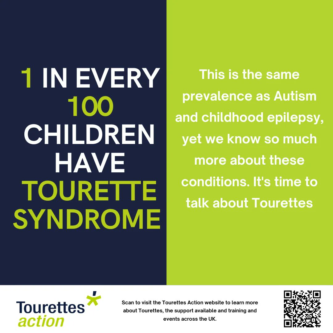 Tourette Syndrome is not a rare condition. It is not a condition that 'would never affect you'. 1 in every 100 school-aged children has Tourettes. 

It's time to talk about Tourettes
Click here for support: buff.ly/2LmU7dJ 

#ThisisTourettes #TouretteSyndrome