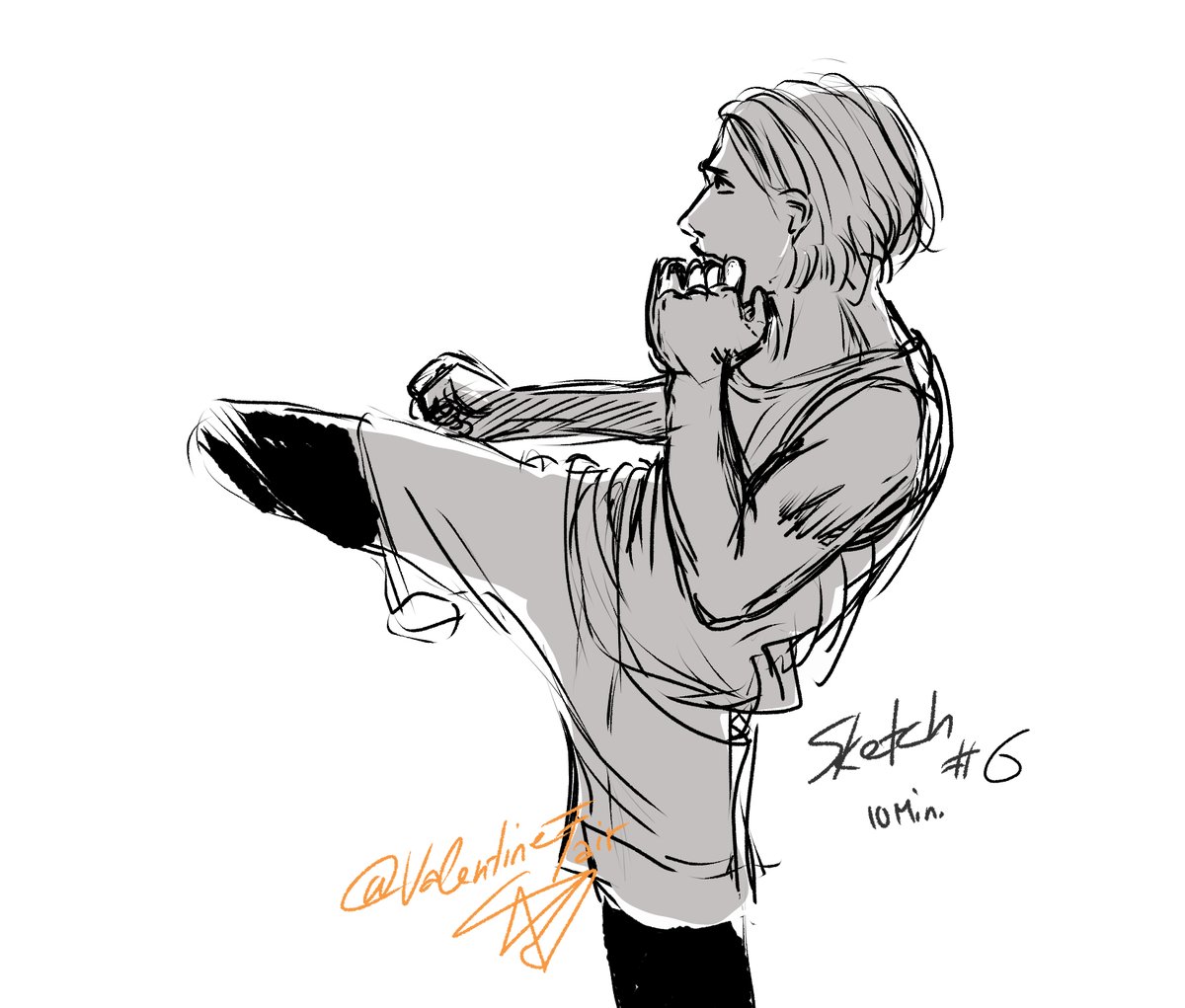 This was fun!! Though I'd liked a few more minutes to work on the arm and hands 🙈 (Added the shadow after 10 minutes.) #CobraKai #CobraKaiFanart #QuickSketch #Studies #RobbyKeene