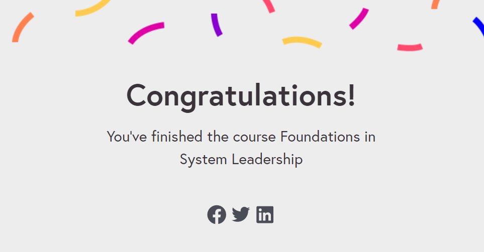 I've completed week 5 of the @FutureLearn course 'Foundations in System Leadership'! Really insightful in expanding my knowledge of systems leadership and ensuring I have the foundations in place to be compassionate leader. 

futurelearn.com/courses/founda… #SystemsLeader