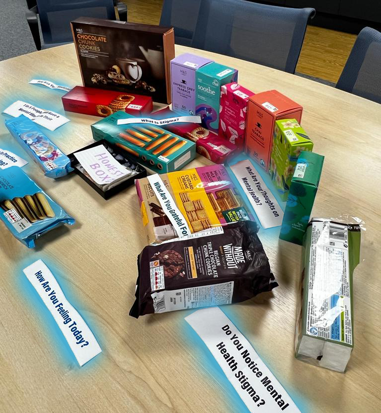 RielaTech's tweet photo. As part of our mental health awareness month, today at Riela we encouraged our staff to take some time away from their desks and speak to one another over some tea, treats and biscuits! ☕ 🍪 💬 #TeamRiela #MentalHealthAwarenes #ConversationsMatter https://t.co/SxWE4O8V3c