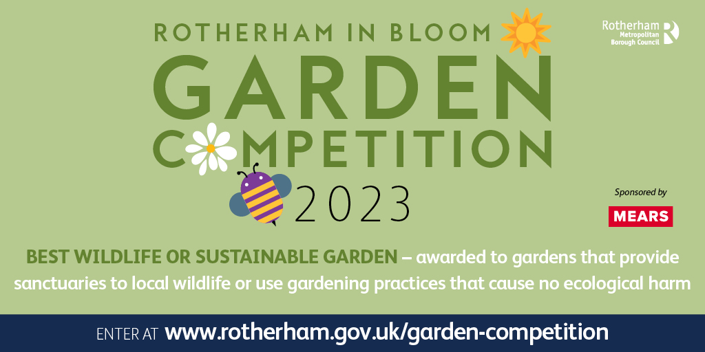 Is your garden a wildlife haven?🐞🐸

We’re searching for the best bug hotels, water features, and hedgehog houses in Rotherham!🐛🦔

Enter the Rotherham in Bloom Garden Competition for your chance to win up to £100 of vouchers➡️ rotherham.gov.uk/garden-competi…