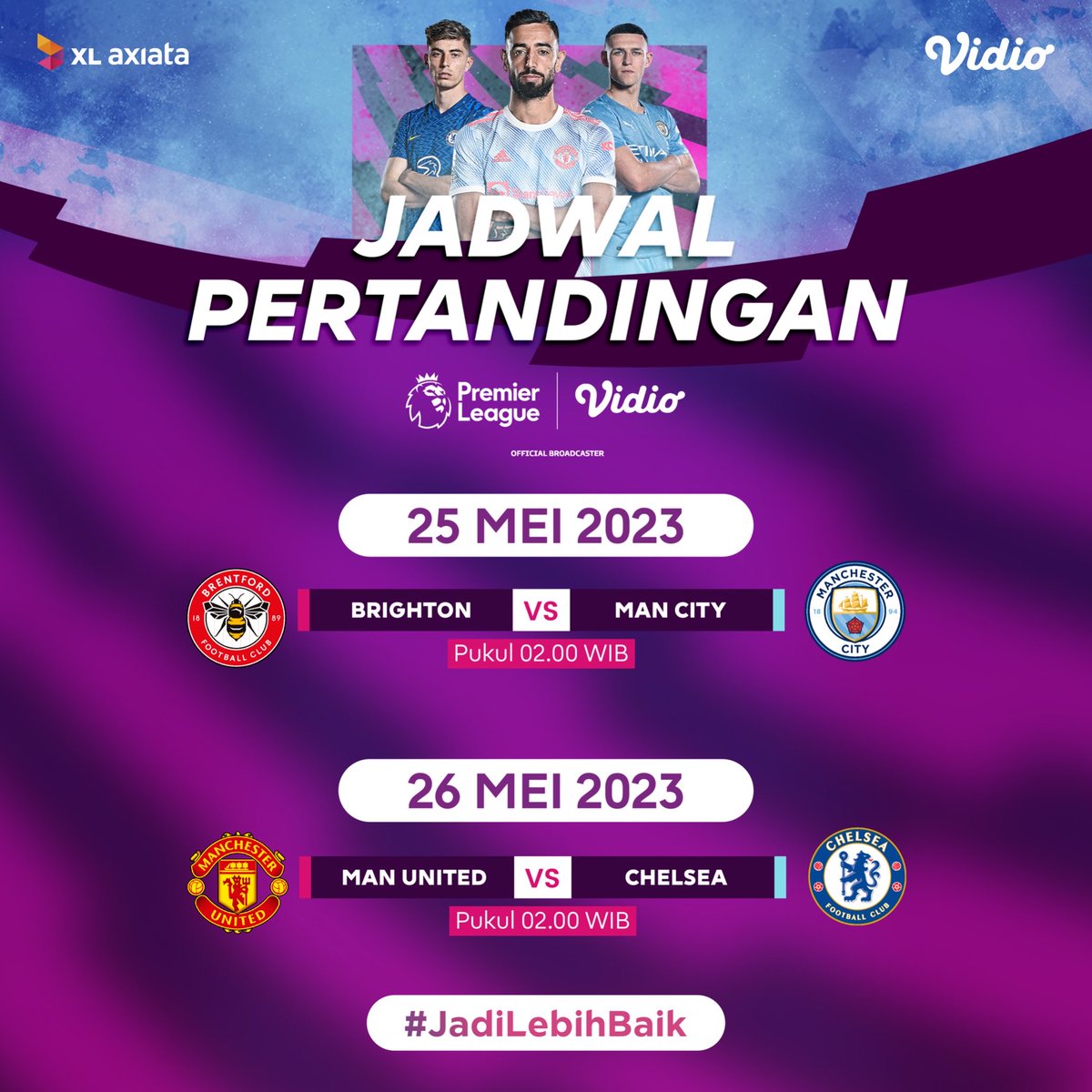 Set Alarm kamu buat nonton Liga Inggris yuk!
Jangan lupa, aktifkan dulu paket Vidio Diamond!

Nikmati bonus kuota 5GB untuk akses Vidio dengan harga mulai  dari Rp 50ribu!

Aktifkan sekarang juga melalui aplikasi myXL!
#JadiLebihBaik