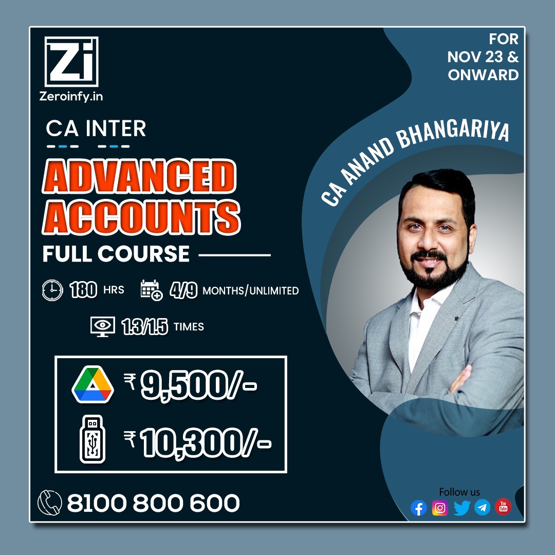zeroinfy15's tweet photo. #CAInter #AdvancedAccounting Full Course Video Lectures By #CAAnandBhangariya

Order Now : https://t.co/WAFOpJQWpb

Free &amp; Fast Delivery | Best Price Guaranteed

Call/WhatsApp on 8100 800 600 for inquiries. https://t.co/DkbbN9LvQI