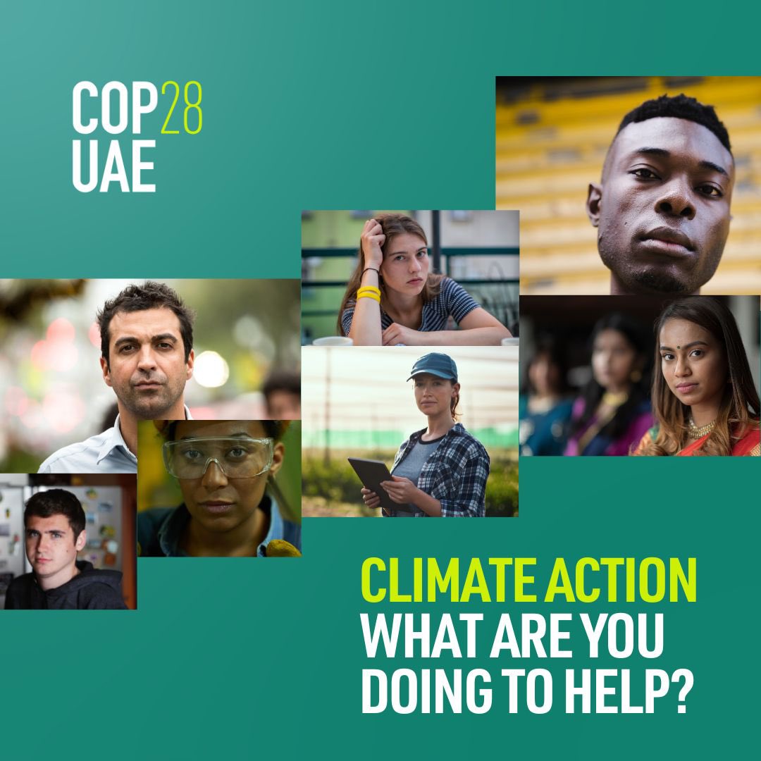COP28_UAE's tweet photo. #ClimateChange is a global challenge that requires a global response. How are you playing your part to promote meaningful #ClimateAction? https://t.co/Xe3LPkDGEw