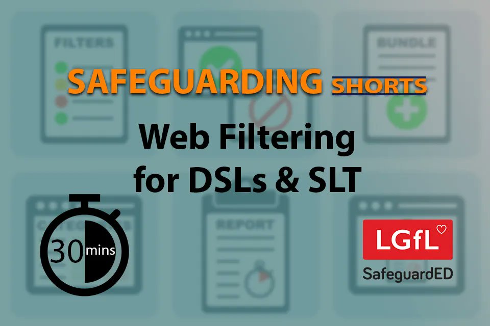 DSLs shd be involved in key #filtering decisions e.g. “be careful that ‘over blocking’ does not lead to unreasonable restrictions”( #KCSIE ) Join one of our FREE 20 min twilights @LGfL for a quick overview for #DSLs & #SLT Next one 8th June➡️safetraining.lgfl.net #safeguarding