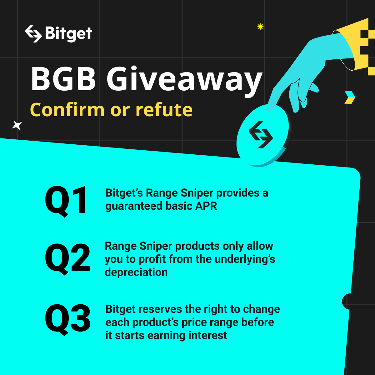 BitgetAfrica's tweet photo. 📢 Confirm or Refute📢

🎁Confirm or refute a statement about the #crypto &amp; #Bitget Products to stand a chance to win big  of our $BGB Giveaway!💰

Retweet using #BitgetTwitterChallenge, Like and Tag 3 friends, reply your Answer in Comment🎉

✅Fill form: https://t.co/LeLlQWHC86 https://t.co/Aj9wKII4hW