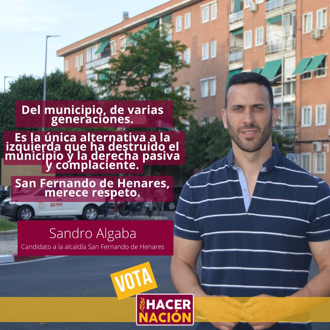 HN_Sanfer's tweet photo. #28 Frente a la izquierda que ha destruido el municipio, y la derecha pasiva y complaciente, solo hay una opción @SandroAlgaba @HN_Sanfer 

#SanFernando 
#SanFernandoHenares 
#sanfer
#sandroalgaba
#hacernación https://t.co/Hg10WqQVCY