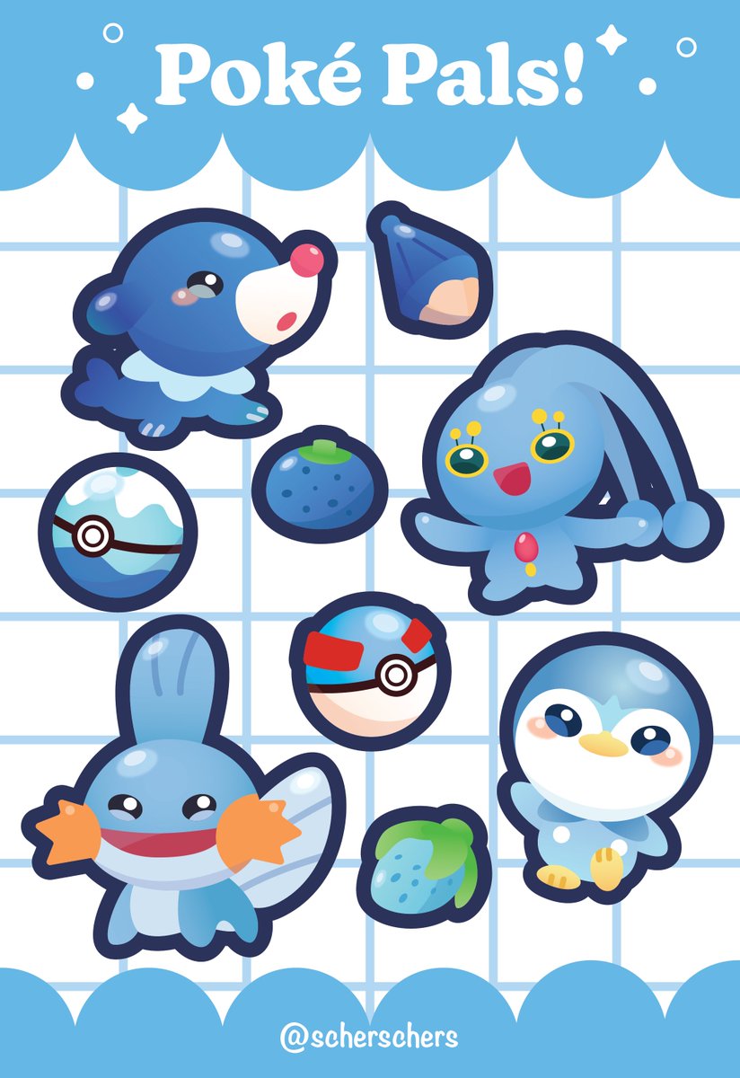 scherschers's tweet photo. Color-themed Pokemon sticker sheets part two!! 💙💖 https://t.co/OdmlxpLhDm