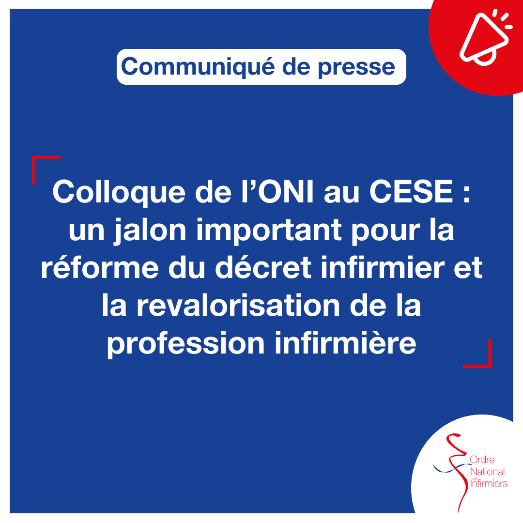 ⚕️A la suite du #colloqueinfirmier qui s'est déroulé lundi 22 mai, au CESE (<a href="/lecese/">CESE</a>), l'<a href="/OrdreInfirmiers/">Ordre National des Infirmiers</a> vous invite à découvrir son #communiqué revenant sur les enjeux et les moments forts de cette journée 👇
ordre-infirmiers.fr/actualites-pre…