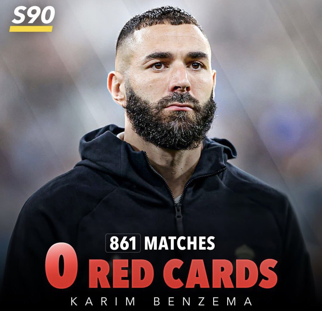 Players with zero red cards A thread 🧵. Karim Benzema