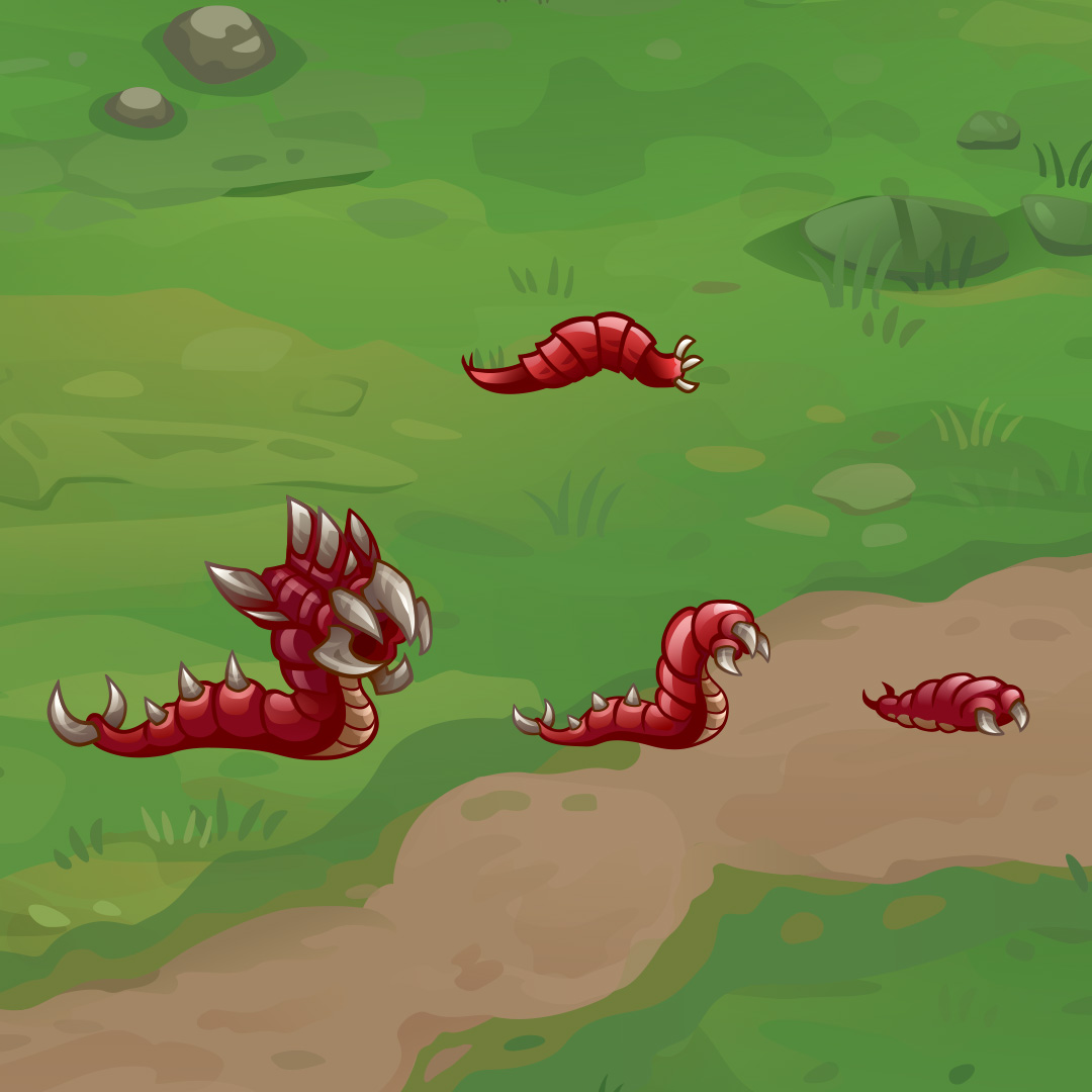 Here is the new version of our basic red enemy, in comparison to the prototype version (shown at the top). Additionally, we have included weaker and stronger variants. 

#indiedev #towerdefense #towerdefence #developer #IndieGameDev #art #indiegame #vector