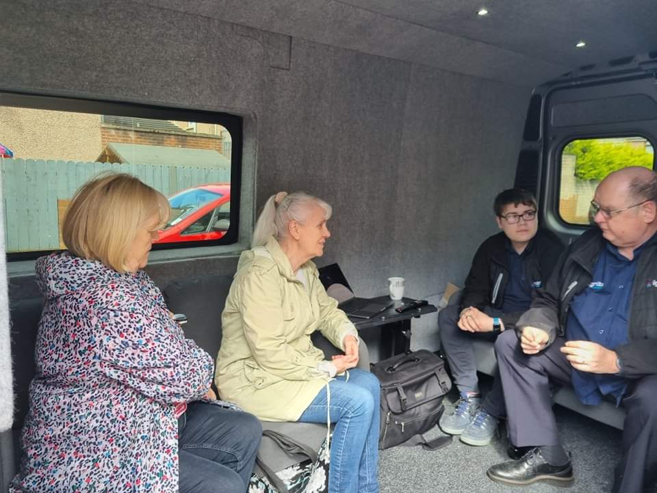 And its all go here this morning. Our IT Mobile Van has received its first Costomers. Come along and learn the basics.
Also for those of working age call in for info on UC, be prepared for when you have to move.
Free Ballot Entry - for Shopping Vouchers.