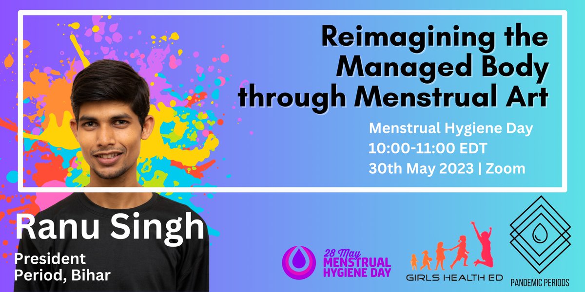MenstrualRG's tweet image. SPEAKER ANNOUNCEMENT🗣️🇮🇳 Ranu Singh (President of Period Bihar) will be joining @PavitaSinghMPH &amp;amp; @ReganMoss20 for our @MHDay28May event in partnership with @GirlsHealthEd.

Sign up now: bit.ly/3WtDbXy #MHDay2023