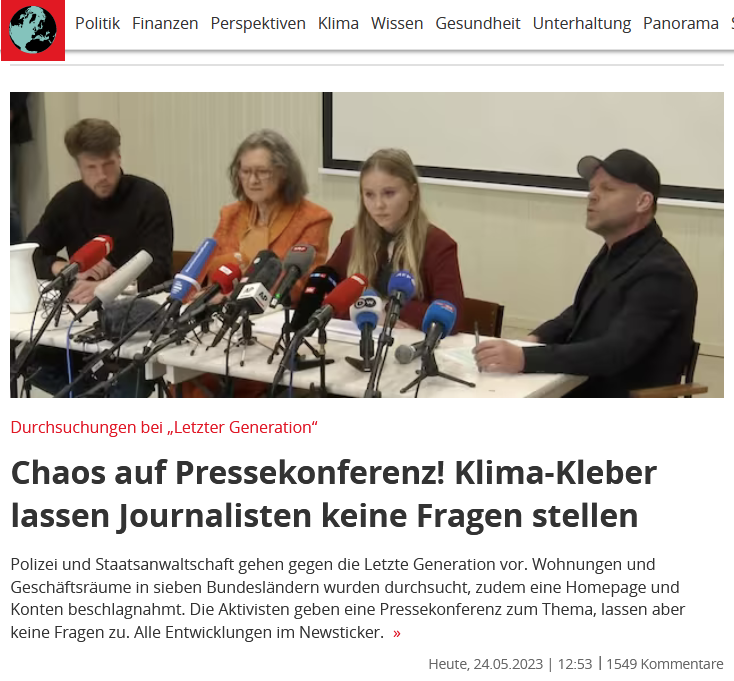 1887henne's tweet photo. Ich denke viele Menschen in #Deutschland würde es interessiern, seit wann #Torror~Vereinigungen eine mediale Bühne für #Pressekonferenzen zur Verfügung gestellt werden!?
#LetzteGeneration #LetztenGeneration #Klimakrise #letzteDegeneration #Klimakleber #Klimaterroristen https://t.co/1e4oCU7ITh