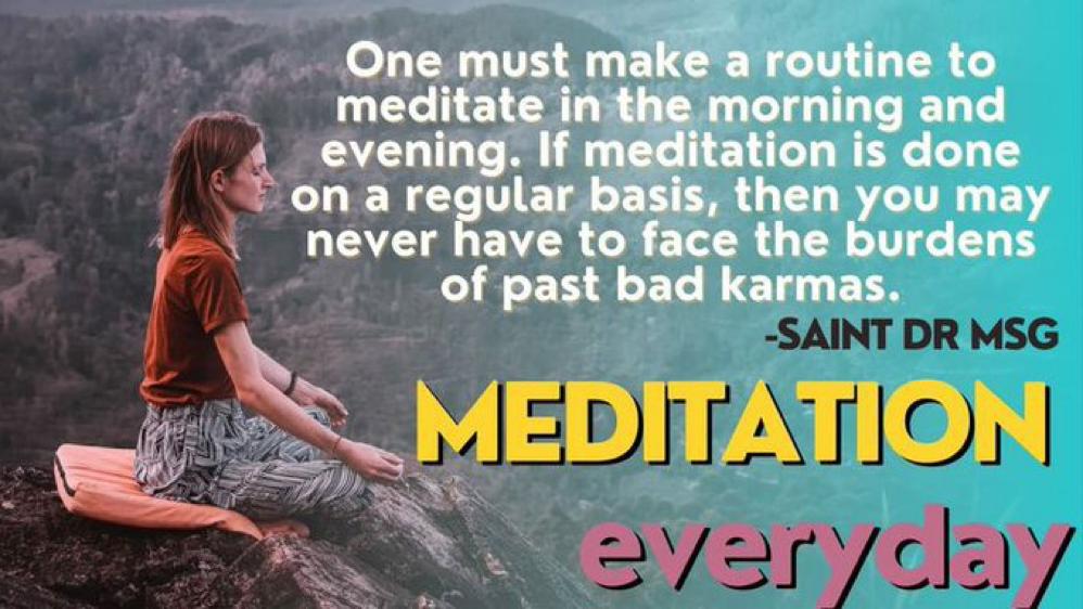 'Discover the power of daily mantras! 🌟 Meditation, as emphasized by Saint Gurmeet Ram Rahim Ji, brings positivity, self-realization, and ultimate bliss to our lives. 🧘‍♂️🙏 #PowerfulMantras #Meditation #Enlightenment'