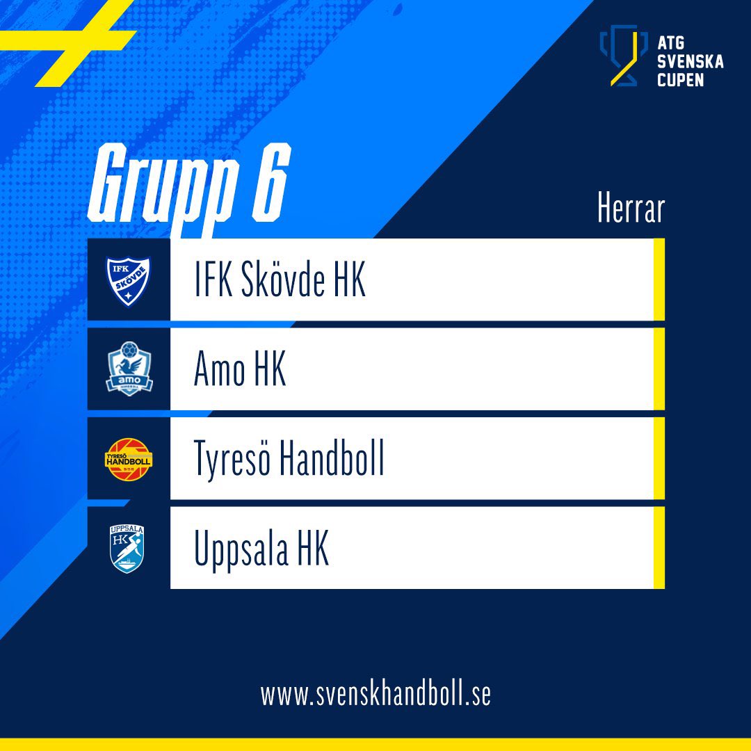 ATG Svenska cupen 2023/24!
Uppsala HK herrar spelar i grupp 6 🏆