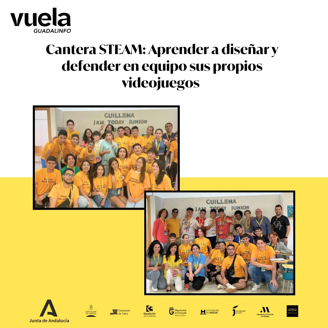PuntosVuela's tweet photo. 🎮🕹️ Inmersión STEAM! Estudiantes del #CEIPElMolinillo de #Guillena #Sevilla diseñan junto a expertos #VuelaGuadalinfo sus propios #videjuegos  ➡️ https://t.co/dMSmr3RwWL https://t.co/DcXkluGRWl