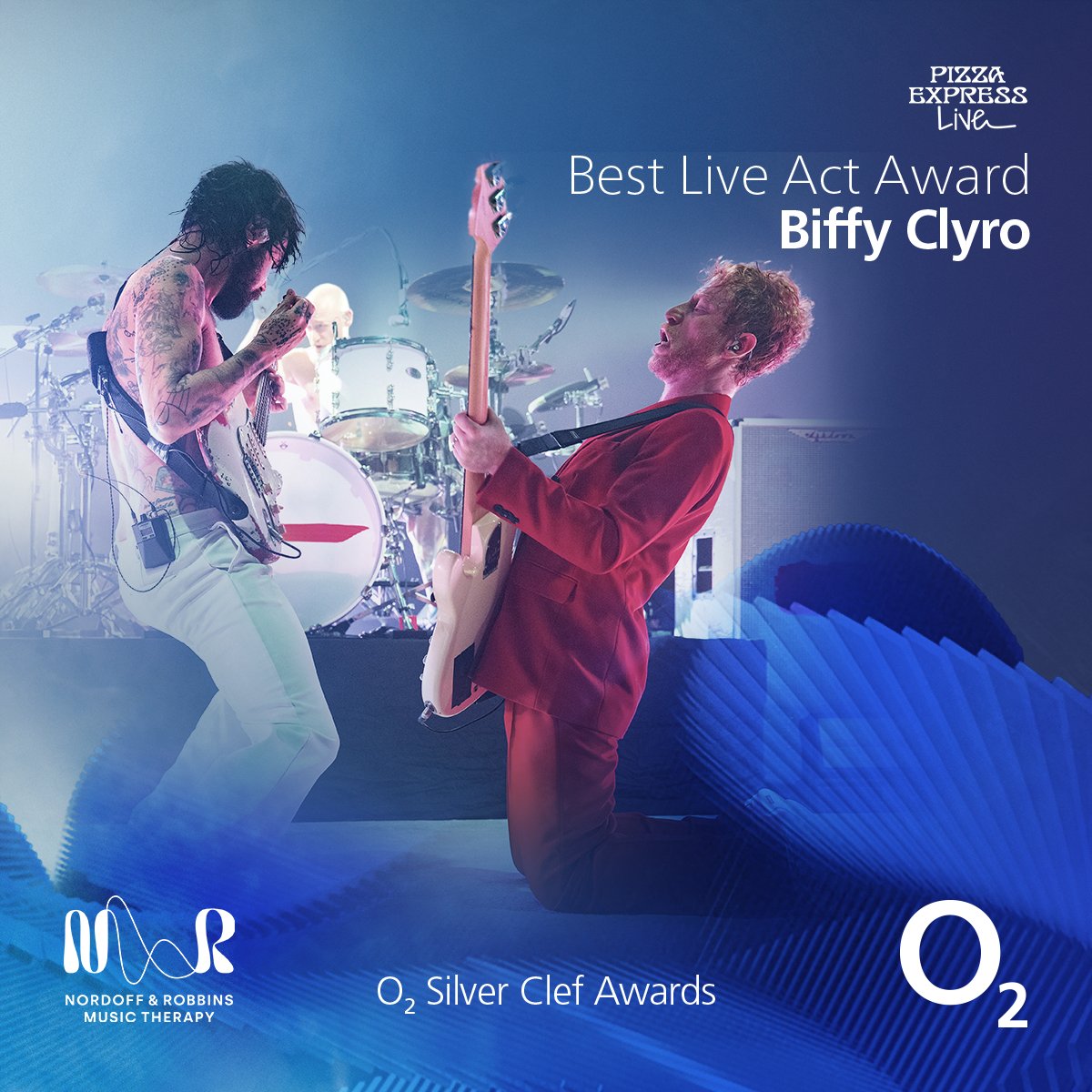 O2's tweet photo. Roll out the blue carpet… the O2 Silver Clef awards are back💙 We’re celebrating some of the best talent in the industry including Stormzy, Wet Leg, Biffy Clyro, Neneh Cherry and more, whilst raising money for the amazing music therapy charity @NordoffRobbins. https://t.co/DC7pUioRaB