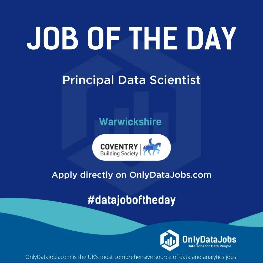 Coventry Building Society is HIRING NOW for a Principal Data Scientist - Warwickshire
 
Apply directly on buff.ly/3BMH8wV!
 
Required Skills: Machine learning, statistical analysis, and data modelling to drive innovative solutions to the job role

#onlydatajobs #datajobs