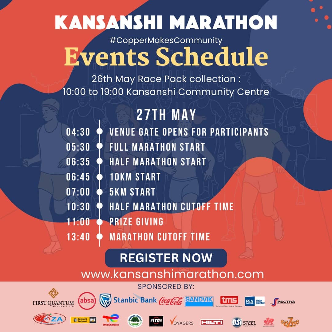 geshgroove's tweet photo. Attention runners!please see the revised times for the @KansanshiMara .we are starting earlier!πΊ#CopperMakesCommunity https://t.co/feUE9qcHLe