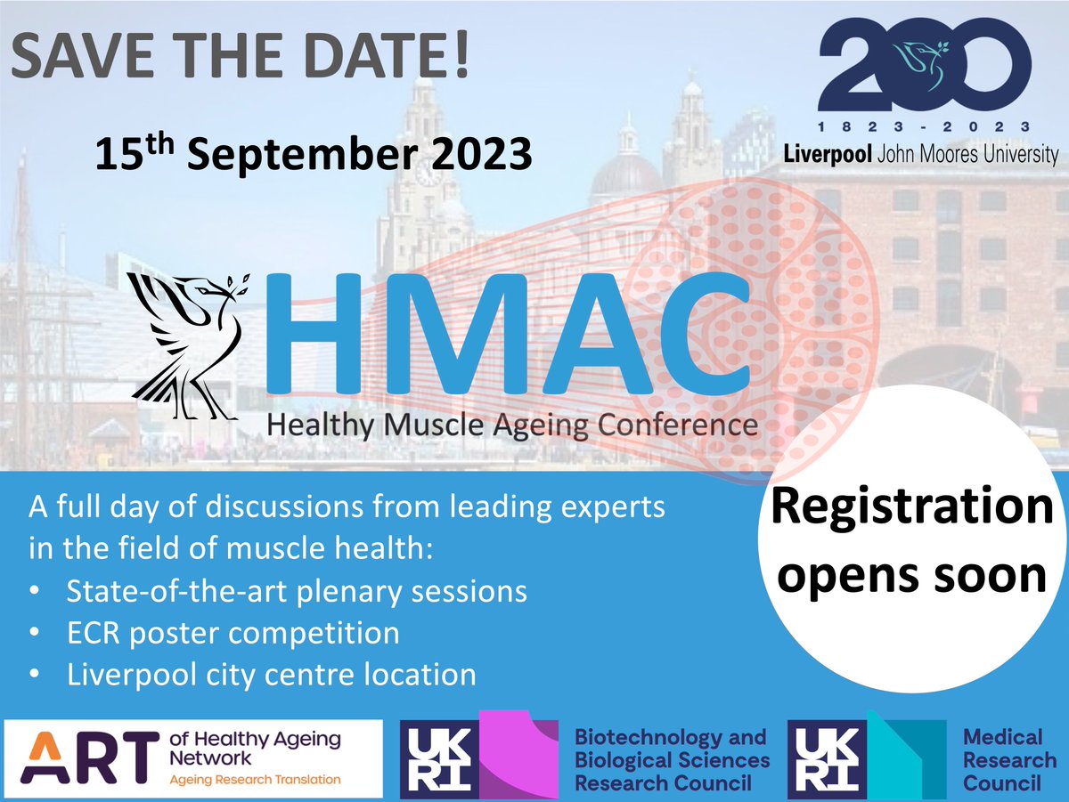 ART of Healthy Ageing Network (@arthealthyaging) on Twitter photo SAVE THE DATE - Healthy Muscle Ageing Conference
15 September 2023 - more details coming soon
From one of our pump-priming projects led by
<a href="/ExercProteomics/">Jatin Burniston</a> #TranslationalStudies SAVE THE DATE - Healthy Muscle Ageing Conference
15 September 2023 - more details coming soon
From one of our pump-priming projects led by
<a href="/ExercProteomics/">Jatin Burniston</a> #TranslationalStudies