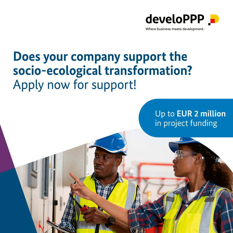 📢 Wanted: companies with sustainable project ideas - apply by 30 June!

The develoPPP programme of <a href="/BMZ_Bund/">Bundesentwicklungsministerium</a> promotes private sector #engagement where entrepreneurial opportunities and development policy potential meet.

More info 👉 developpp.de/en/application…
