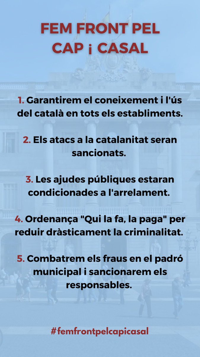 FNCBarcelona's tweet image. #femFront per una Barcelona més catalana, més rica, més neta i més segura al servei de la #independència unilateral. 📝

#femFront pel Cap i Casal amb en @NavalMarti 🗳️

VOTA FRONT NACIONAL DE CATALUNYA