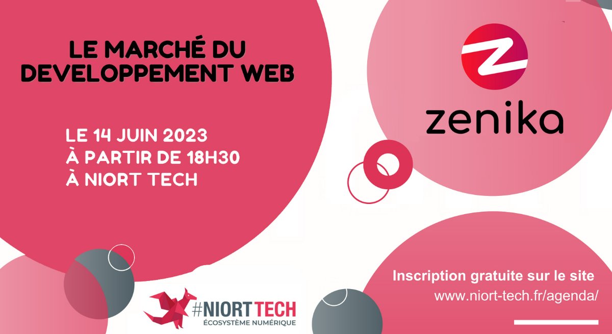 📣 <a href="/ZenikaIT/">Zenika</a>, en partenariat avec Niort TECH, organise un Afterwork "Le marché du développement web" avec Alan Duchêne et <a href="/JimmyKasprzak/">Jimmy Kasprzak</a>, mercredi 14 juin à Niort TECH. bit.ly/afterwork-zeni…