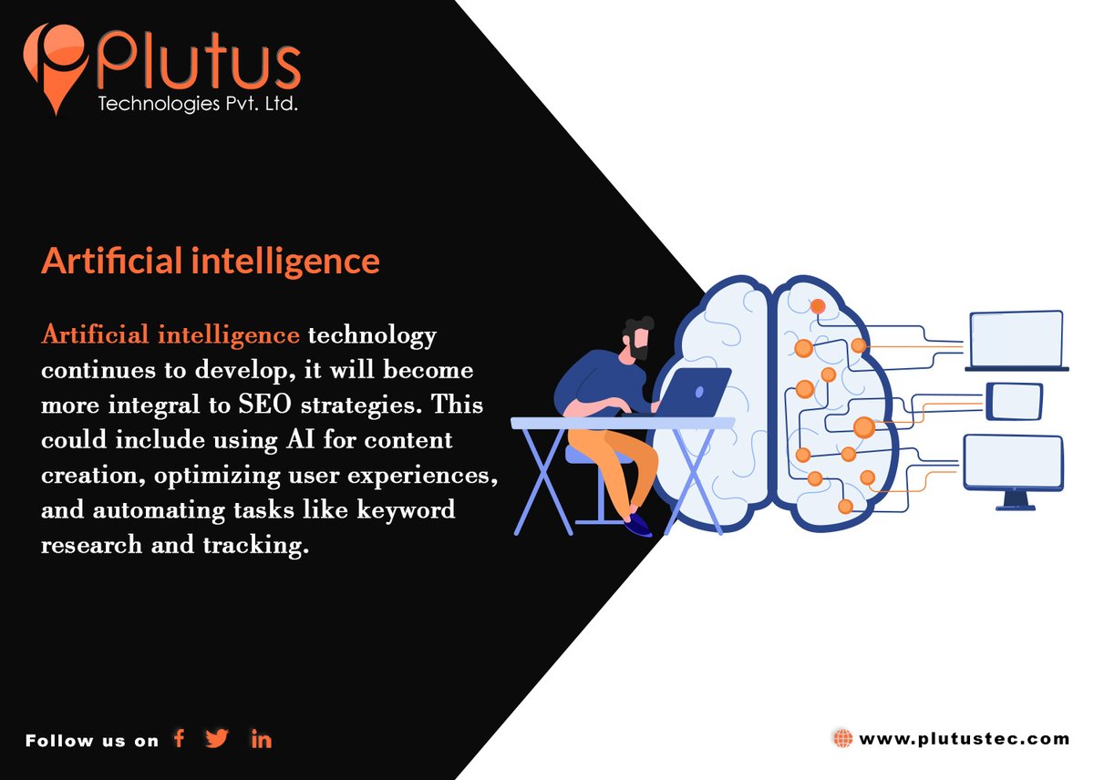 PlutusTech's tweet photo. 📷 Trends for SEO in 2023 📷
https://t.co/iavo6biLa4
#seotrends #seotrends2023 #voicesearchoptimization #videoseo #userexperience #artificialintelligence #plutustechnologies #PlutusTech #plutustech #plutus #lifeatplutus #PlutusITCompany #webdevelopment #mobileappdevelopers https://t.co/IRv8ddmqJo