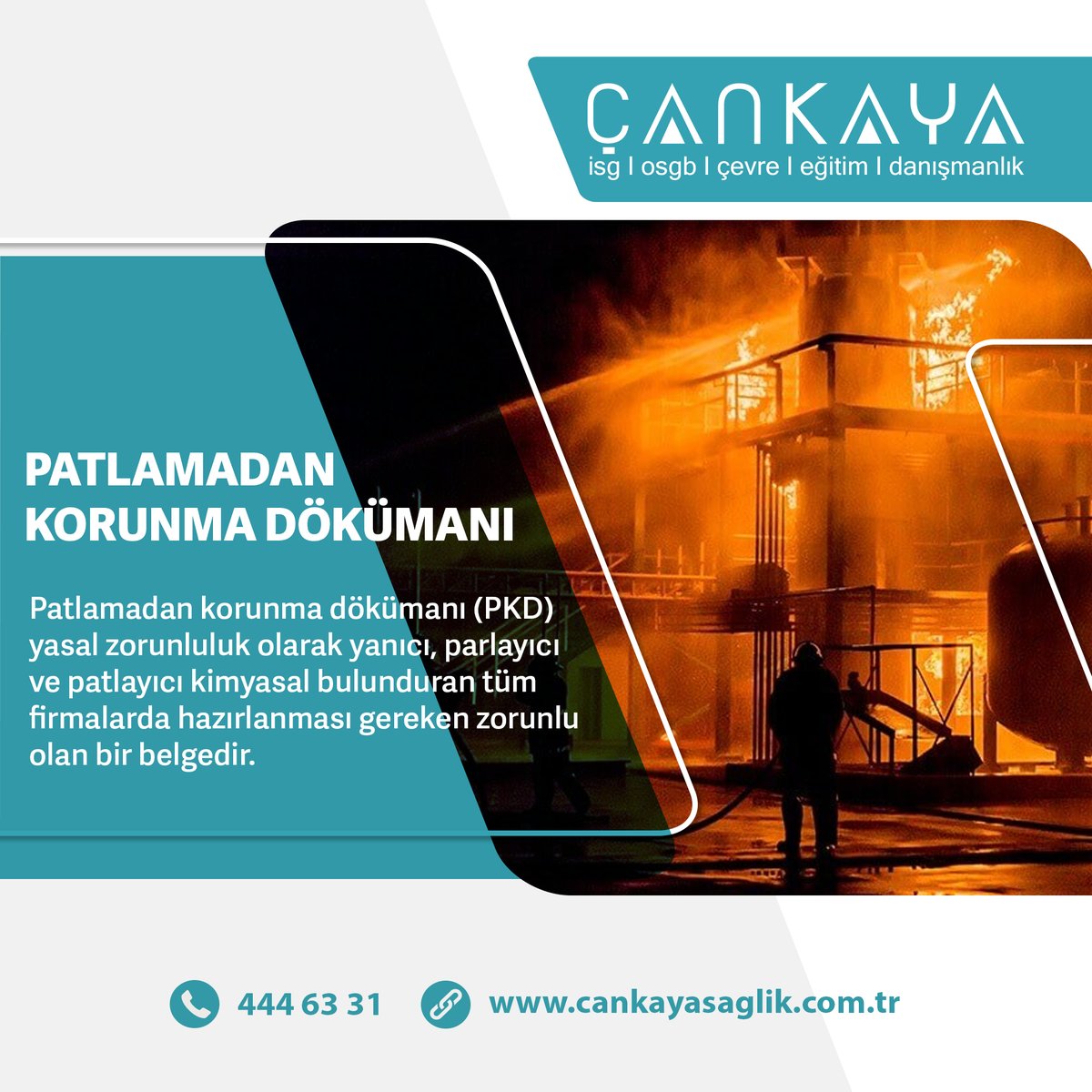 Patlamadan Korunma Dökümanı hizmetimizden yararlanmak için 444 6331 numaralı telefondan veya cankaya@cankayasaglik.com.tr e-posta adresinden ulaşabilirsiniz.

#çankayasağlık #işsağlığı #güvelik