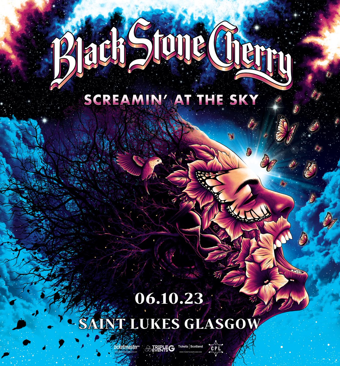 cpl_live_'s tweet photo. Black Stone Cherry are returning to Glasgow!

The #screaminatthesky tour hits @stlukesglasgow on 6 October 2023

Tickets on sale Friday 26 May:
https://t.co/GPEBR5qAL6

Presented with @triplegmusic https://t.co/TalY1q8cel