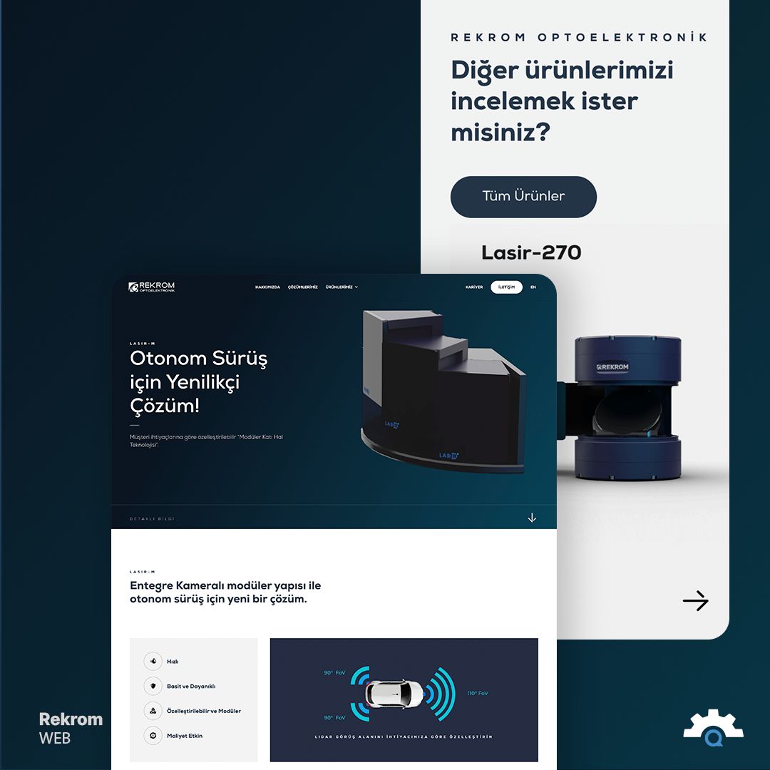 kuarktek's tweet photo. Optik, optomekanik ve optoelektronik sektörünün önde gelen markalarından bir tanesi olan Rekrom Optoelektronik‘in web sitesini tasarladık.
Marka imajını en doğru şekilde yansıtmak ve ürünleri tanıtabilmek için net çizgiler, kontrast renkler ve detaylı görseller kullandık. ++ https://t.co/PY8VwWeQtr