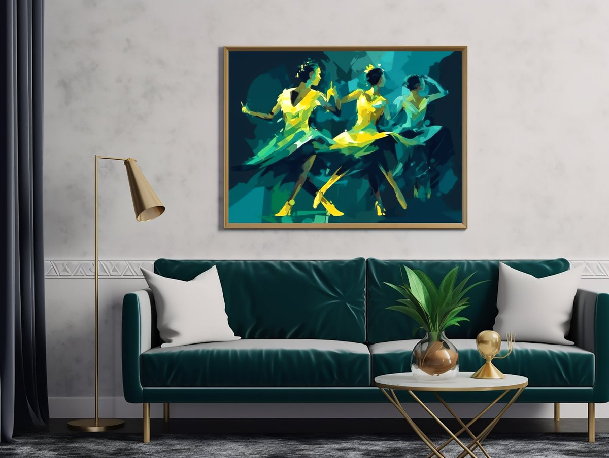 Excited to share the latest addition to my #etsy shop: Emerald Euphoria - Wooden Framed Poster etsy.me/3WxoS46 #green #moving #printingprintmaking #entryway #contemporary #abstractmodernart #dancersinthedark #emerald #greenandyellowart