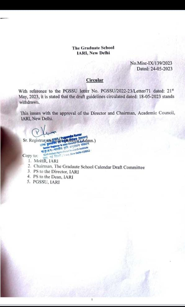 GokulAgri1's tweet photo. IARI administration withdrawn this particular arbitrary draft as of now. But in future also it should not be passed.
Education for all...#stopfeehike Thanks @iaripgssu2022 @BABSA_IARI @aiasa5 @AgrivisionOrg and all the students fraternity all over India. https://t.co/Gc524iDtHa