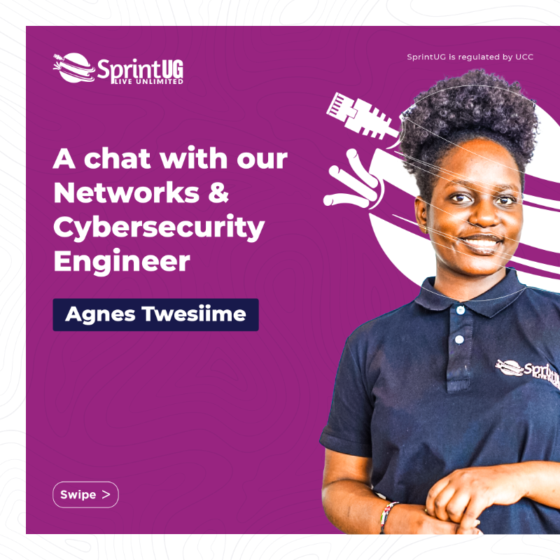 SprintUg's tweet photo. Meet @aggytwesy our Network and Cybersecurity Engineer and let us have a chat. #SprintUG