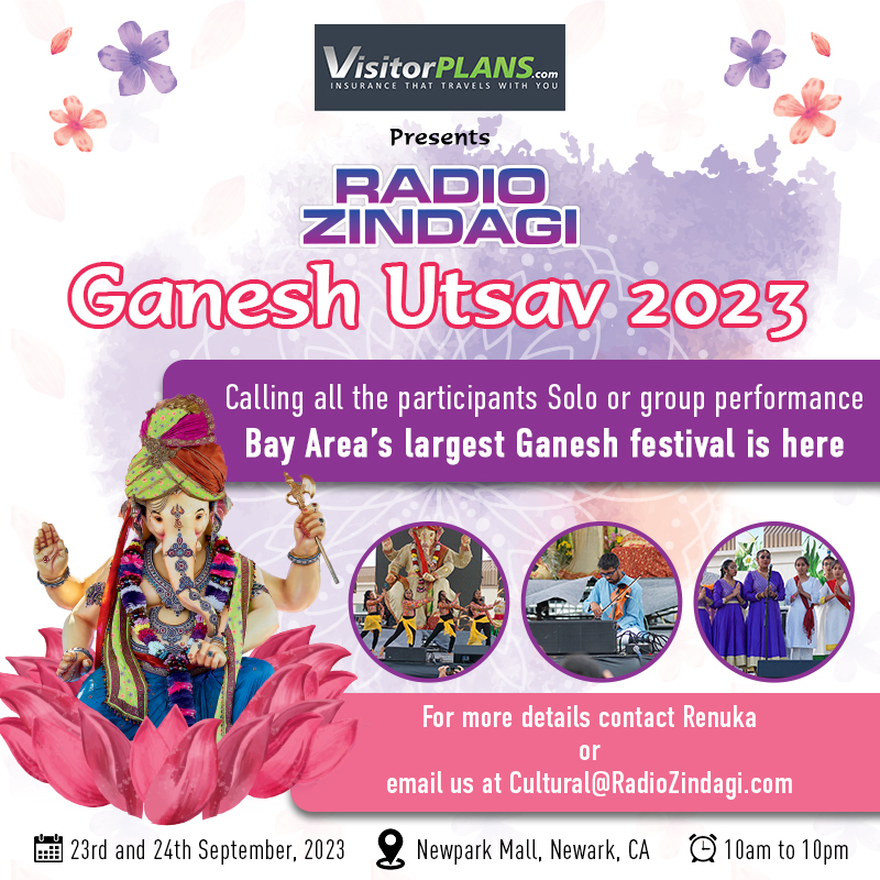 Take part in solo or group dance performances at the #RadioZindagi #GaneshUtsav which is the largest event in the #BayArea. Contact us for more details.