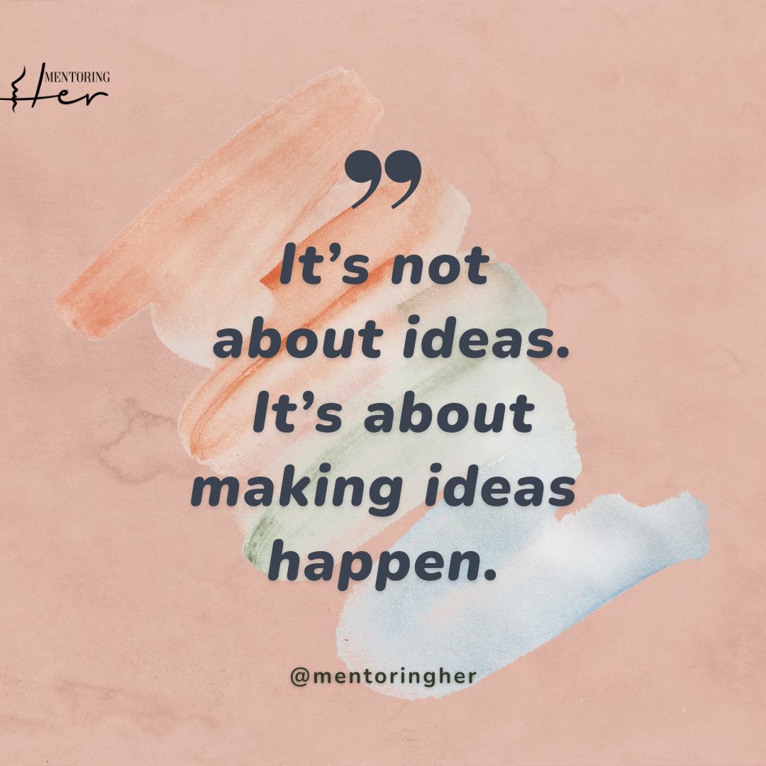 That part!Doesn’t just stop at the grand ideas you have ladies,the real work lies in executing these ideas. 

I wish everyone the strength to bring whatever idea they have to life. How has your week been thus far? Let’s know in the comments❤️
#ideas #mentoringher #mentor #explore