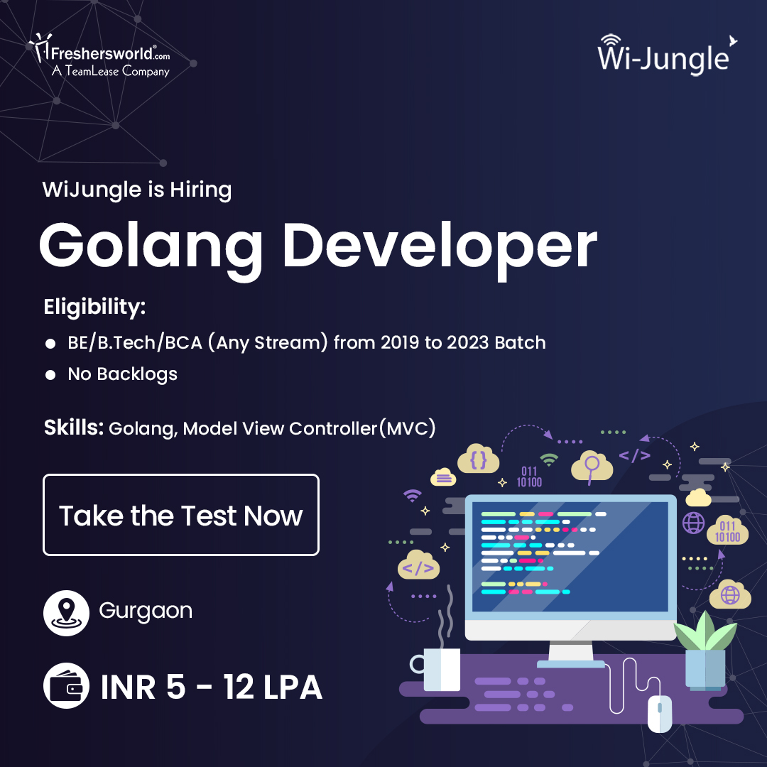 Freshersworld's tweet photo. WiJungle is hiring for the role of Golang Developer
Take the Test Now: https://t.co/sy3PzYJleA
Follow @Freshersworld for the latest job updates
#golang #golangdeveloper #developerjobs #btechjobs #2019batch #2020batch #2021batch #2022batch #2023batch #mvc #onlinetest https://t.co/QBkrDSdp9A