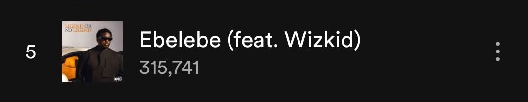 thefrogkiiller's tweet photo. Ebelebe ft Wizkid is now Wande Coal's 5th Popular song on his Spotify page... https://t.co/INOrOYHNf9